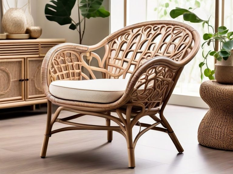 chaise en rotin avec accoudoir
